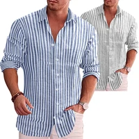 mens casual shirts fashion autumn long sleeve linen turn down collar shirts handsome men shirt