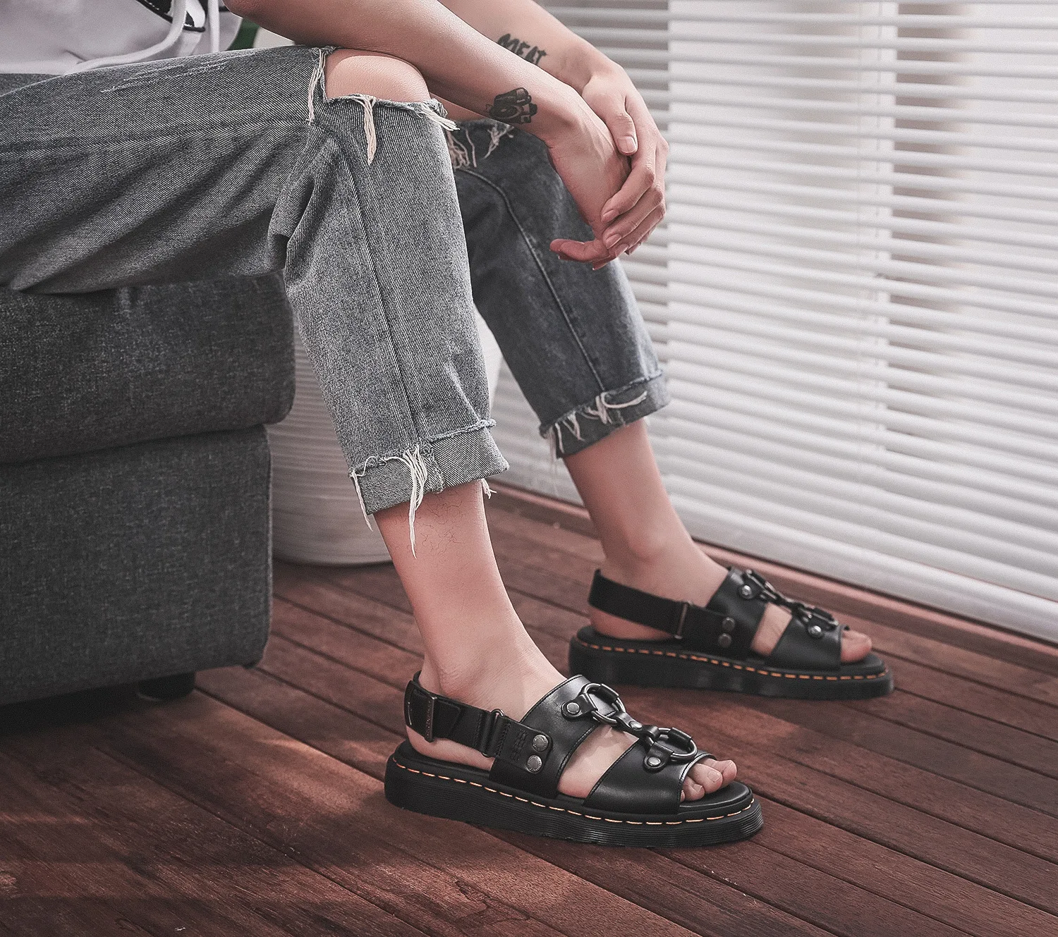 Мужские кожаные сандалии с ремешком и пряжкой Размеры 35 45|Сандалии| |