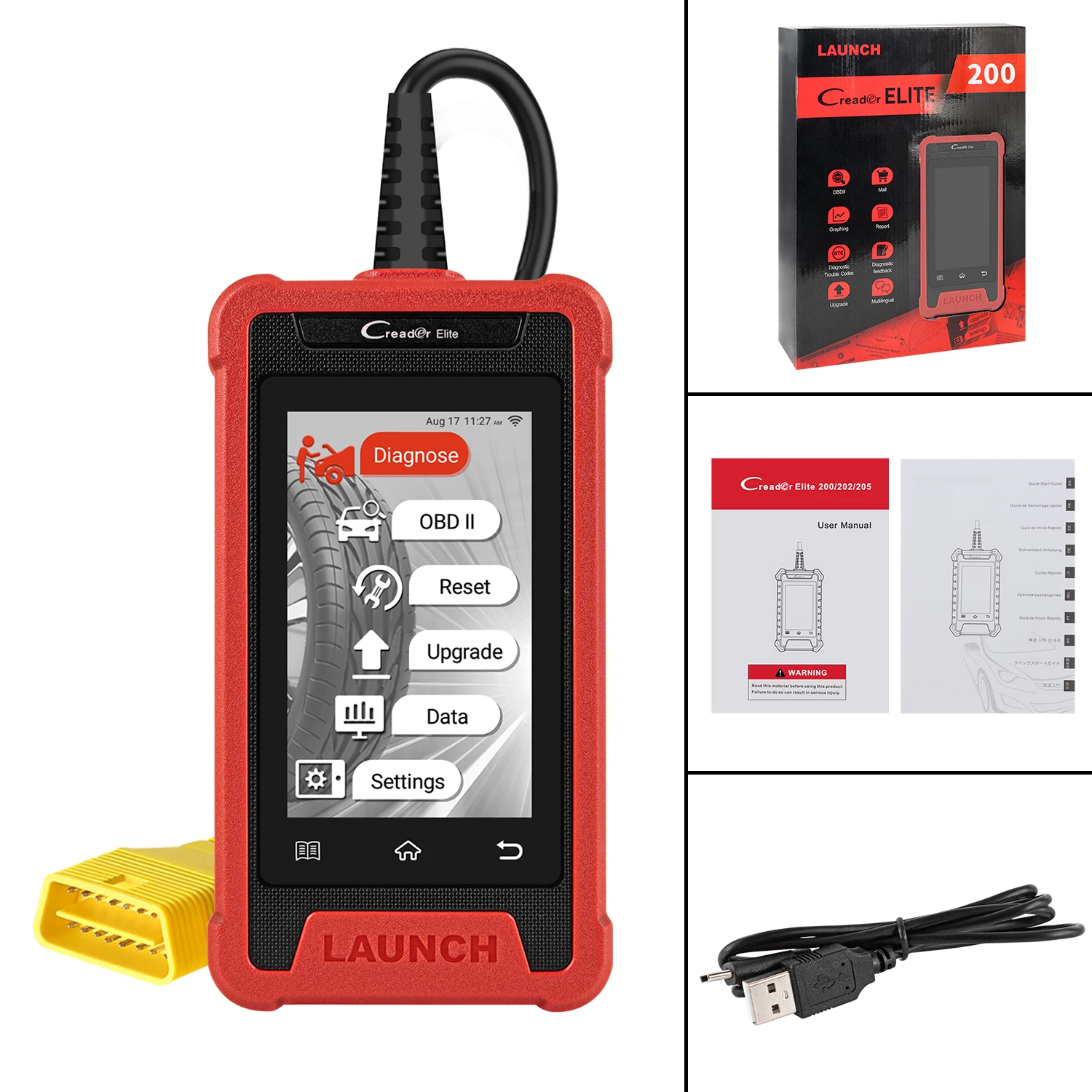 Сканер LAUNCH Creader 200 CRE200 OBD2 считыватель кодов ABS SRS автомобильный диагностический