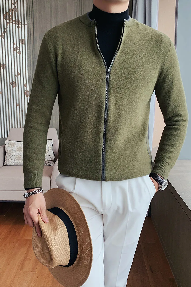 

British Style Cardigan Men Coats Fashion 2020 Long Sleeve O-Neck Sweater Men Clothing All Match Slim Fit Knitted Pull Homme 3XL