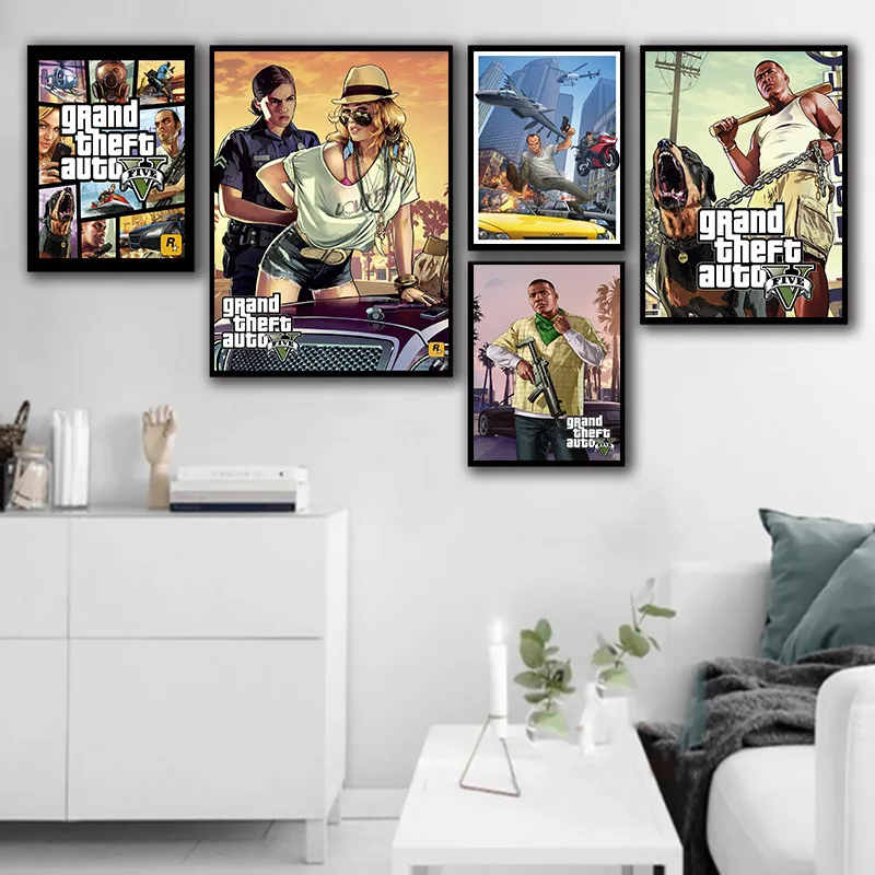 

Game GTA 5 Grand Theft Auto HD Print Art White Coated Paper Poster Home Decoration For Living Room Bedroom Wall Decoration