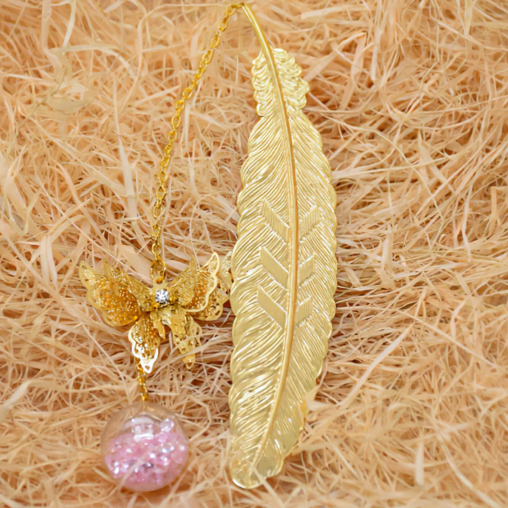 

Stationery Gif Bookmarks Retro Vintage Bookmark Design Of Metal Feather/Butterfly Bookmarks Promotional Stationery Book Mark