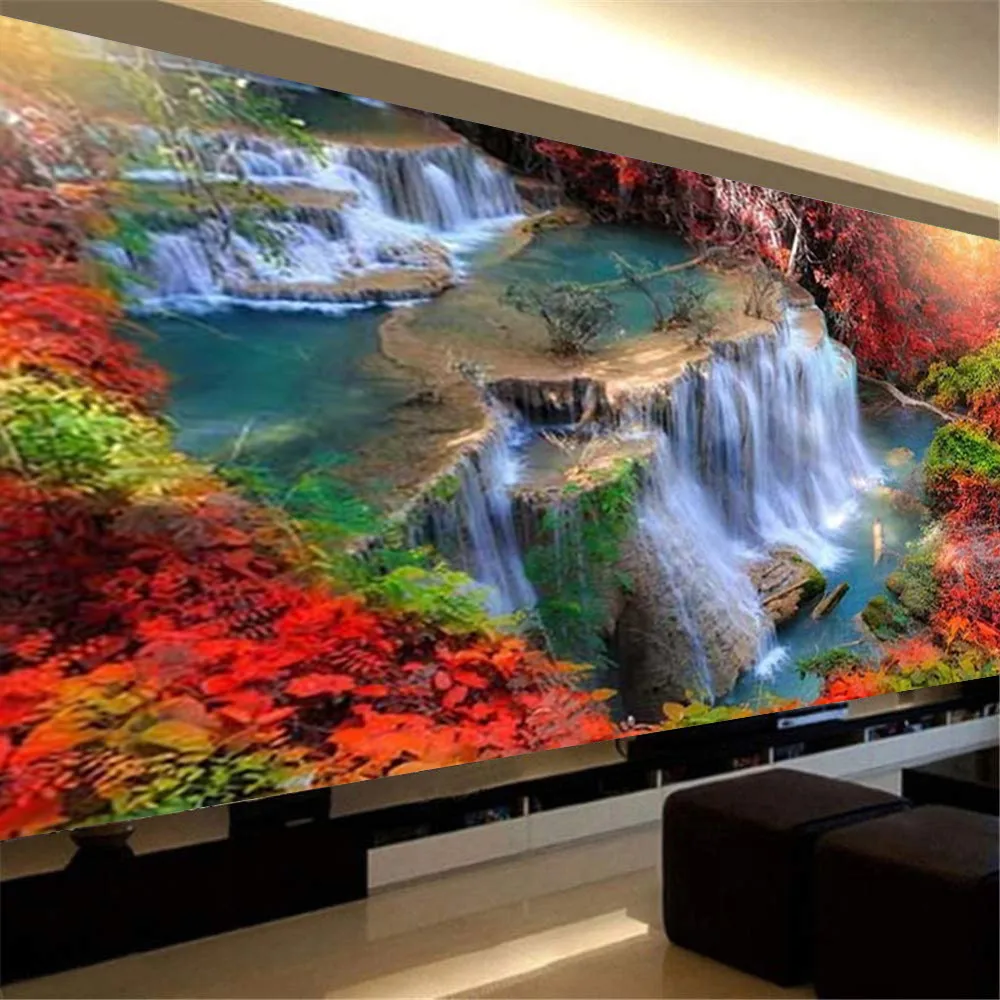 

5D DIY Diamond Painting Full Round Waterfall Diamond Embroidery Landscape Picture Of Rhinestones Mosaic Art Home Decor