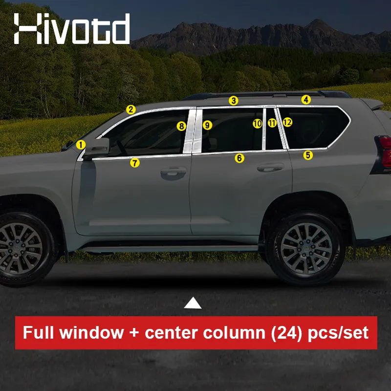 Hivotd накладка на окно, рамка для стайлинга автомобиля, модификация, внешние хромированные аксессуары, декоративные детали для Land Cruiser Prado 150