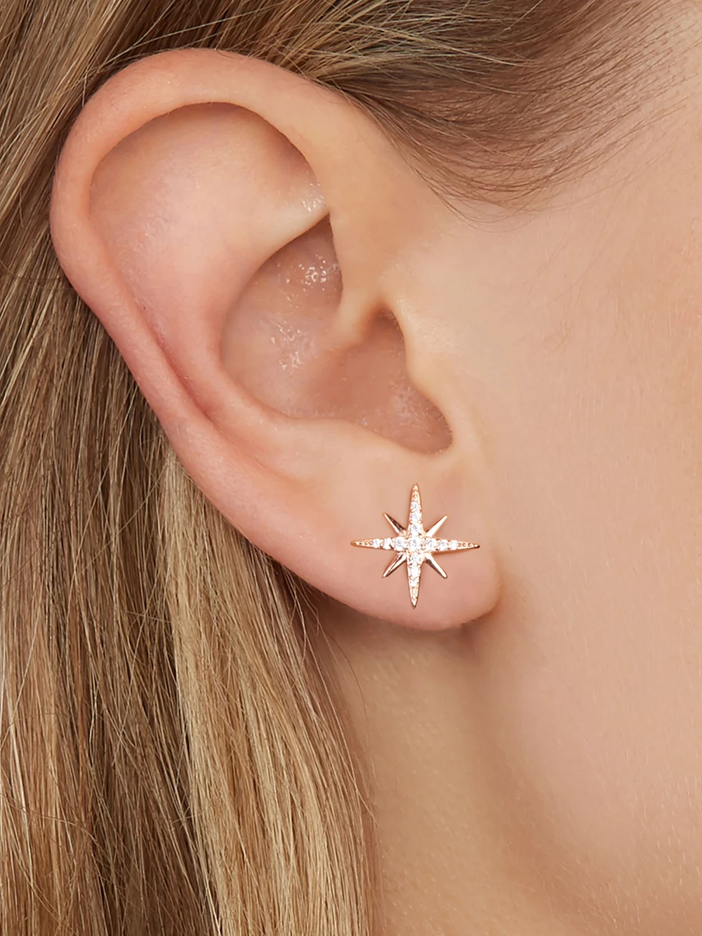 

ZEMIOR Genuine 925 Sterling Silver Clear CZ Star Earrings For Women Simple Trendy Rose Gold Color Earring Studs Fine Jewelry