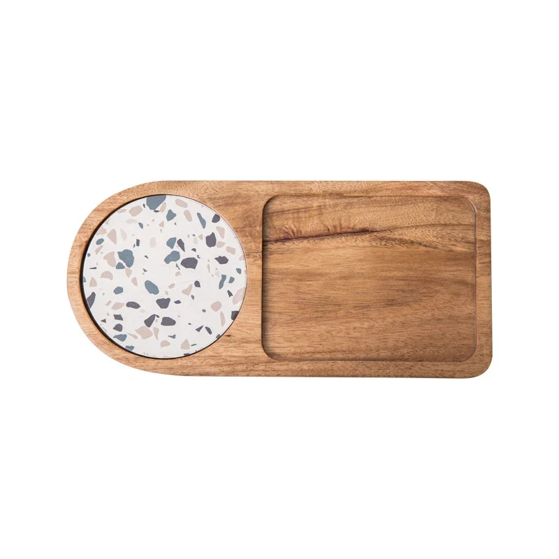 

HOONRA Japanese Style Wooden Mat Beverage And Dessert Rectangular Tray Ceramic Fruit Bread Cutting Board Unpainted Wooden Dinner