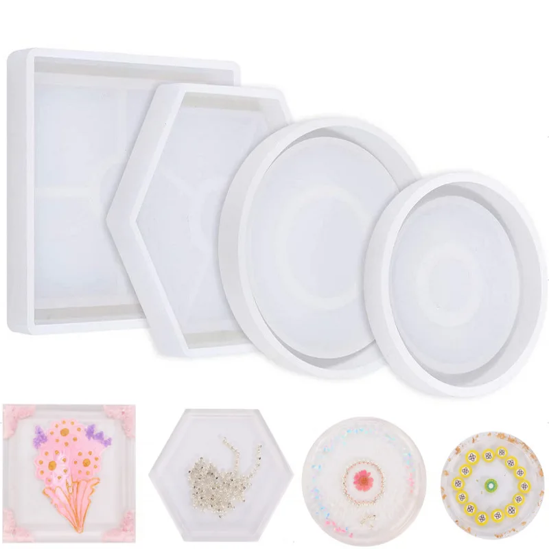 

Hexagonal Round Square Coaster Silicone Planter Mould Diy Handmade Ceramic Clay Pot Mold Tea Coaster Home Decoration Making
