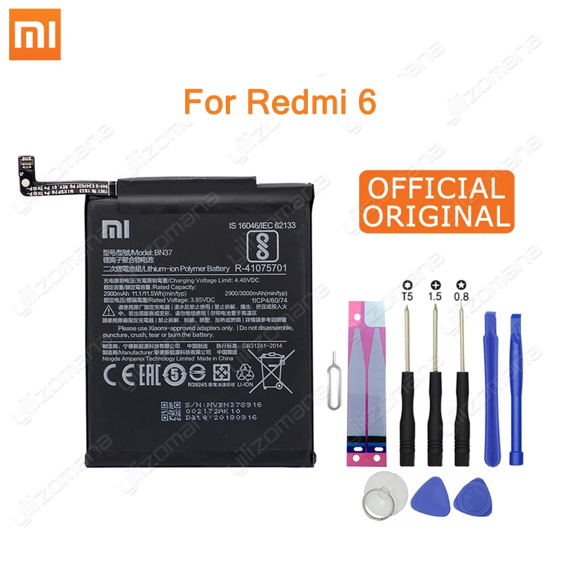 Аккумулятор для телефона Xiao mi BN37 для Xiao mi Red mi 6 Hong mi 6A 2900 мАч, Высококачественная запасная батарея, розничная посылка+ инструмент