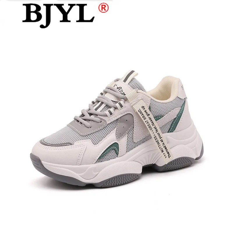 

2021 Spring New Women's Sneakers Thick-soled Comfortable Lace-up Casual Women's Shoes Color Matching Vulcanized Shoes for Woman