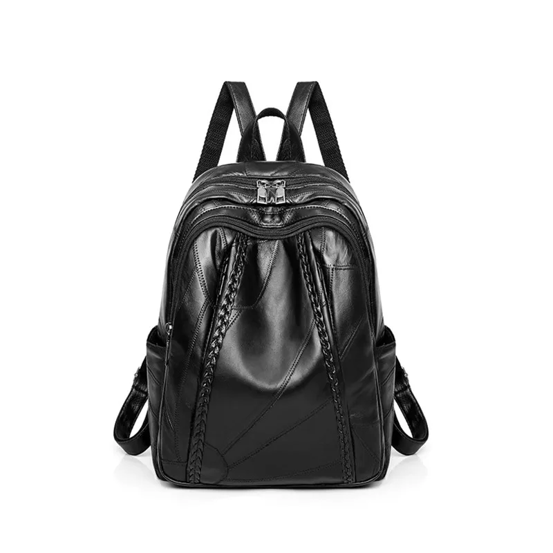 Hot sale100% women genuine leather school backpack for students waterproof bag made of genuine leather women bag with pattern