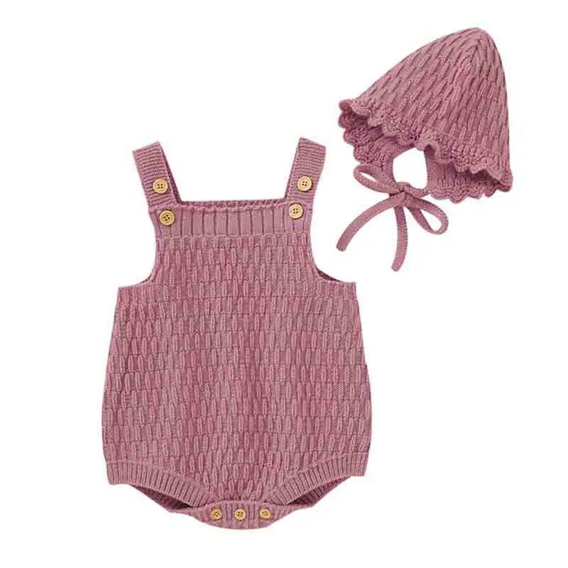 

Baby Knitting Bodysuit LSleeveless Knitting One Piece Baby Girl Triangle Creeper Autumn Winter Baby Boys Bodysuit have Hat