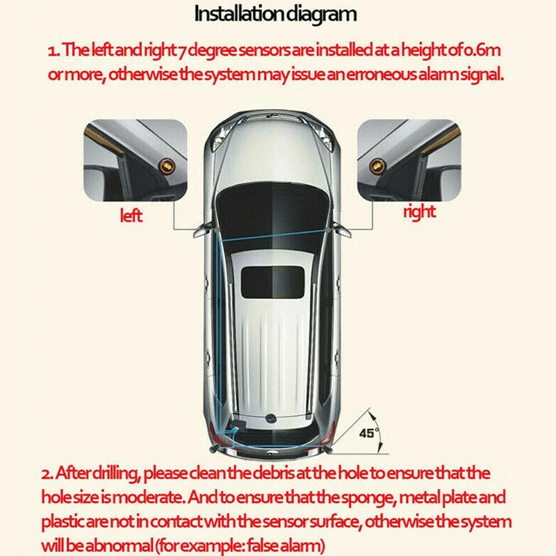 

Car Blind Spot Monitoring System Ultrasonic Sensor Lane Change Reversing BSD Distance Assist Lane Changing