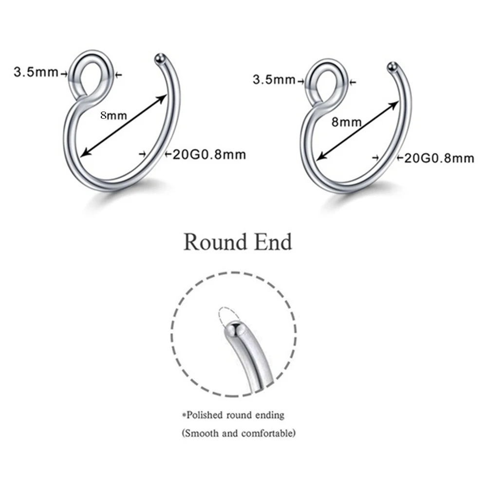 5 шт./лот 6 цветов Поддельные кольца для носа клипса на носу кольцо искусственное