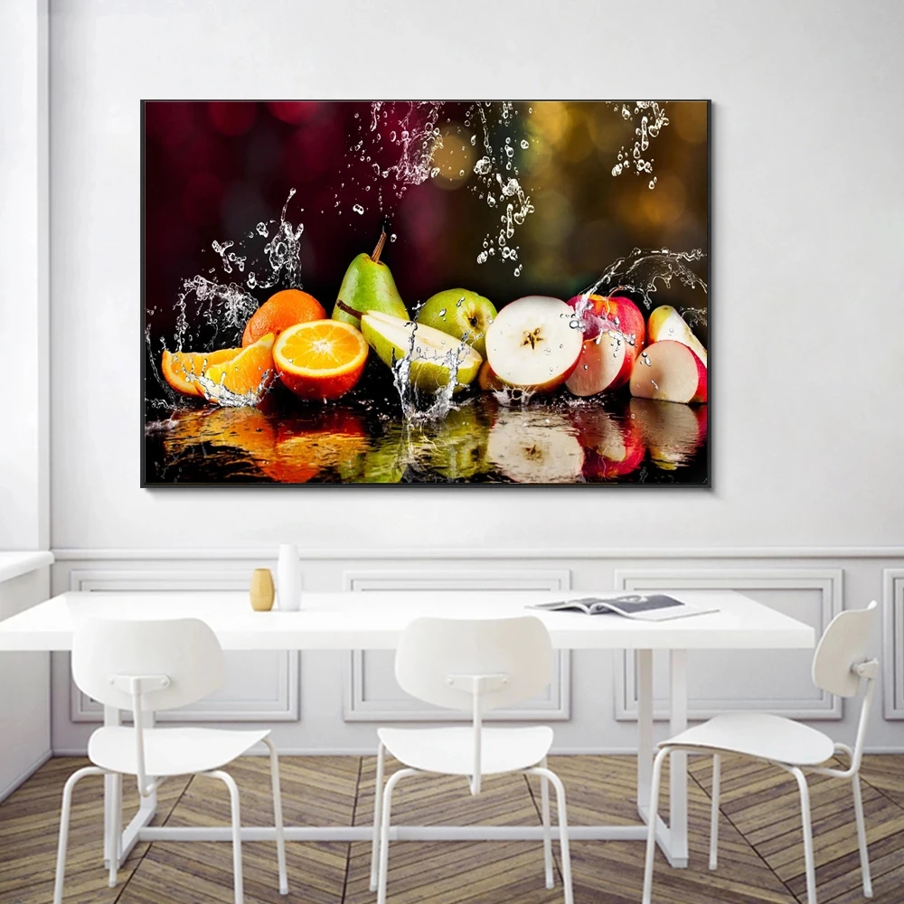 

Постеры и принты свежих фруктов в воде, настенные картины в скандинавском стиле для кухни и ресторана, декор для комнаты, живопись на холсте
