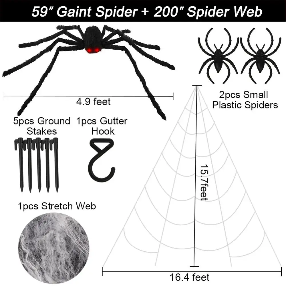 Украшения на Хэллоуин OurWarm поддельный Гигантский паук с треугольным огромным