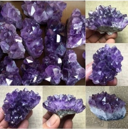 

6Pcs Natural Amethyst Cluster Geode Purple Crystal Quartz Specimen Home Decor
