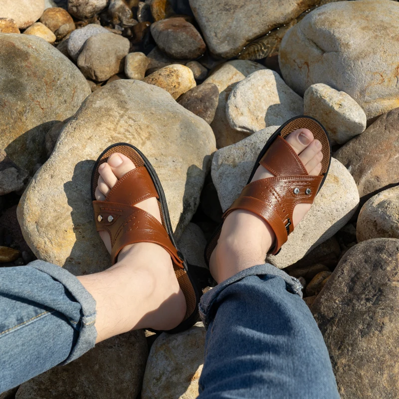 

2021 New Men's Sandals Fashion Soft Soled Men's Sandals Beach Holiday Slippers Outdoor Comfortable Waterproof Antiskid