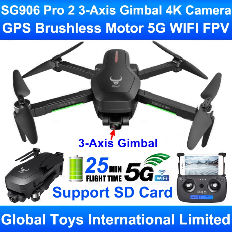 ZLRC Beast SG906 Pro 2 бесщеточный двигатель GPS телефон WIFI FPV 3 осевой карданный подвес