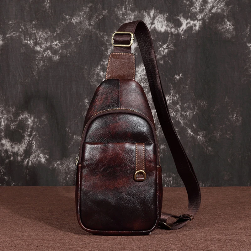 Мужской рюкзак-слинг на одно плечо из натуральной кожи | Багаж и сумки