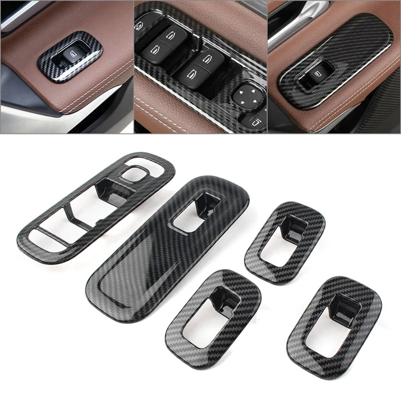 

5Pcs Carbon Fiber Car Door Window Switch Cover Trim for Mercedes Benz W177 A-Class A200 A220 A250 2019 LHD