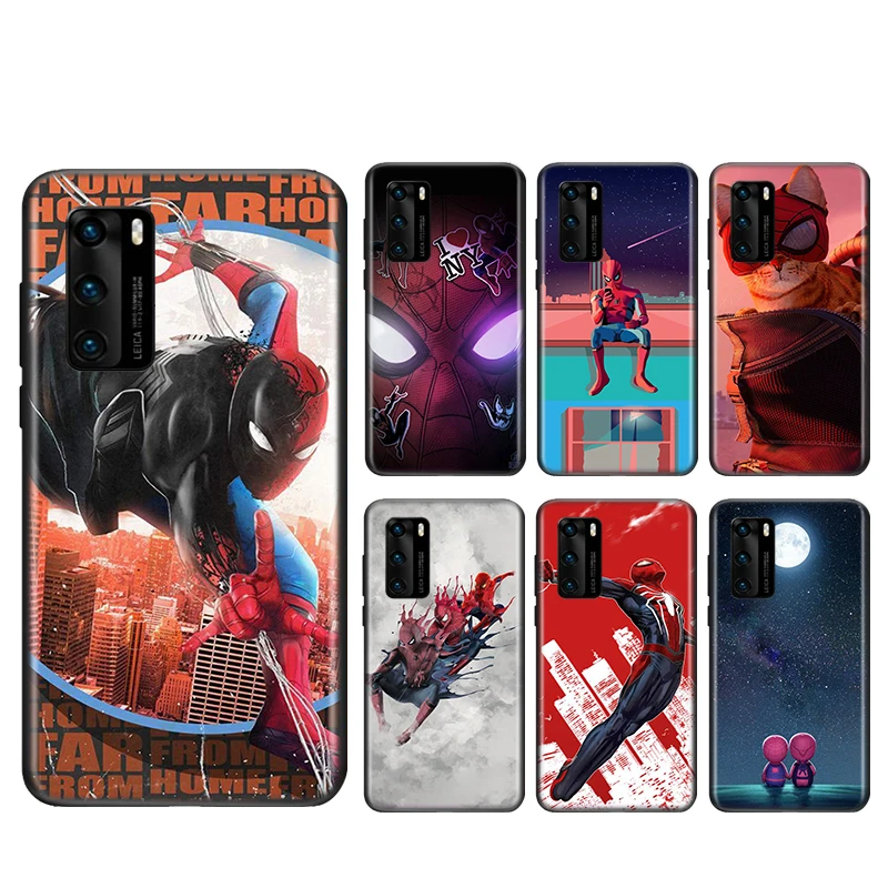 

Marvel Spider-Man For Huawei Mate 10 20 X 5G 30 40 RS Lite P Smart Pro Plus 2018 2019 2020 2021 Z S Black Phone Case