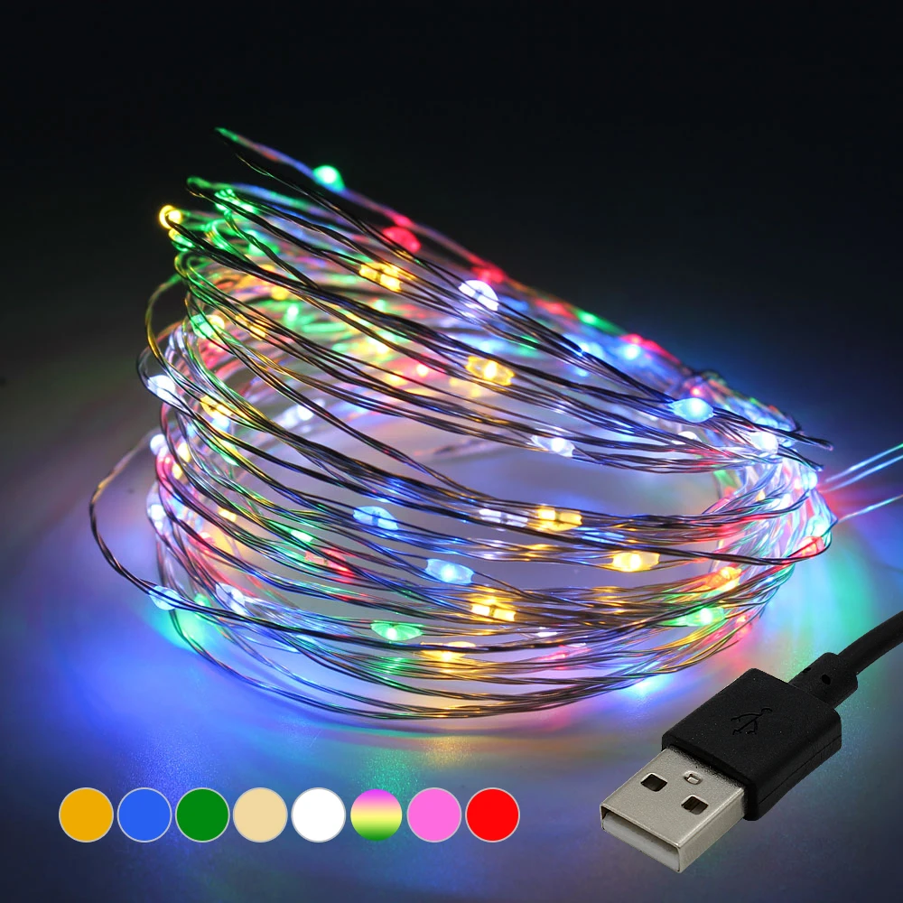 2 м 5 10 USB/батарея медный провод водонепроницаемые светодиодные гирлянды для