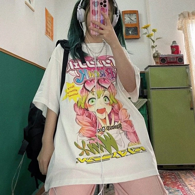 

Anime Demon Slayer Kimetsu No Yaiba T-shirt Kanroji Mitsuri Tshirts Girls Streetwear Harajuku Women Summer Casual T Shirt CS631