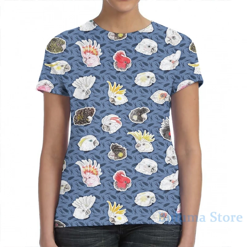 Футболка 21 cockatoos (темно-синяя) для мужчин и женщин модная рубашка с принтом по всей
