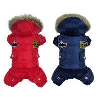 dog apparel fleece winter coat snowsuit hooded jumpsuit waterproof comfortable for small medium dog cats drop shipping