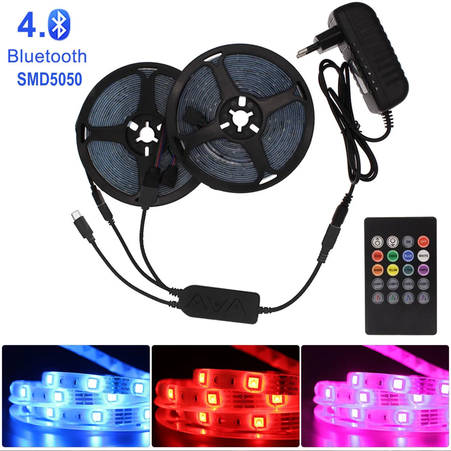

DC 12V LED Strip 5050 RGB Bluetooth RGB 5050 Controller Music Led Backlight Flexible Neon Strips for Room Bar Indoor Decoration