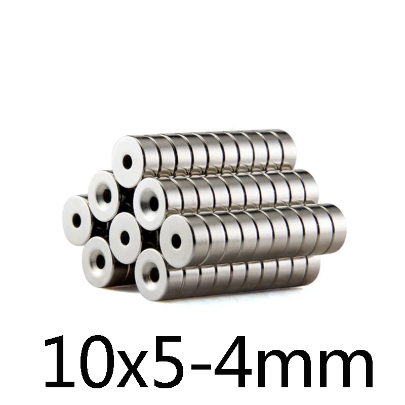 

10/20/30 шт. 10x5-4 мм Stong неодимовые магниты диск 10x5 мм отверстие 4 мм небольшой диаметр магнит круглый потайной магнит 10*5-4 мм