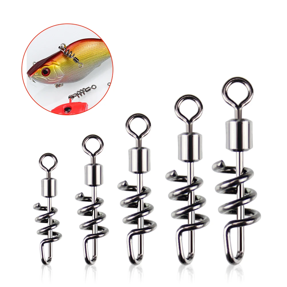 

20pcs 5 Size Fishing Connector Rolling Swivel Bearing Swivel Corkscrew Snap Fishing Swivel Fishing Line Connector Fishing Hook