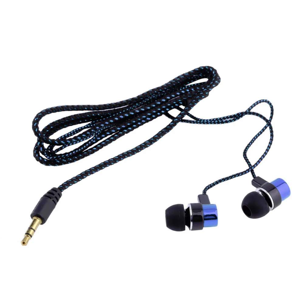 

3.5mm Stereo Woven Fiber Cloth Line Headset Device Metal Earphones Jack Wholesale