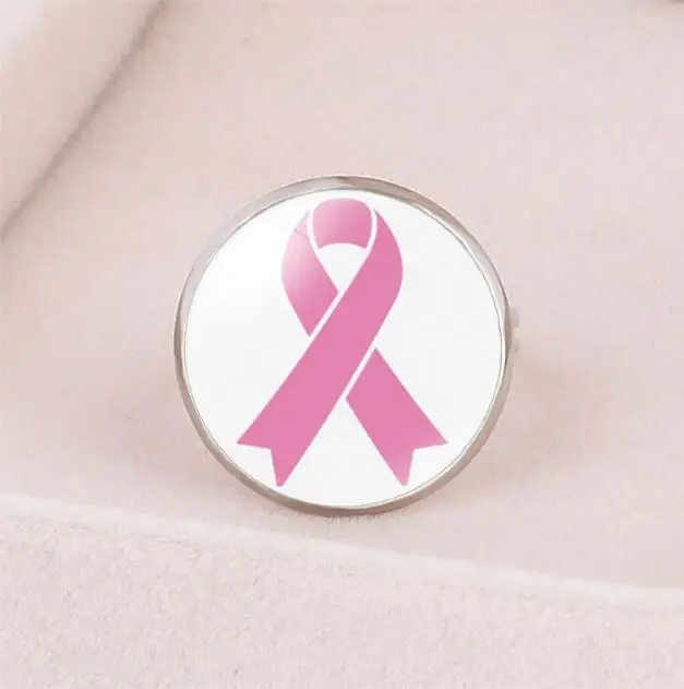 Кольцо женское с кабошоном и розовой лентой круглые посеребренные ювелирные