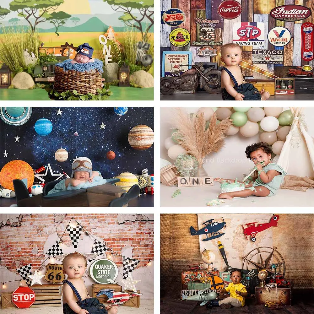 

Mehofond Photography Background Kids Portrait Boy One Birthday Party Cake Smash Balloons Decoration Photo Studio Backdrop Banner