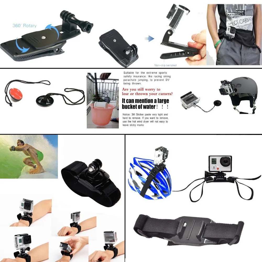 49 в 1 для Gopro аксессуары комплект Go pro Hero 4 3plus крепление Спортивная камера набор