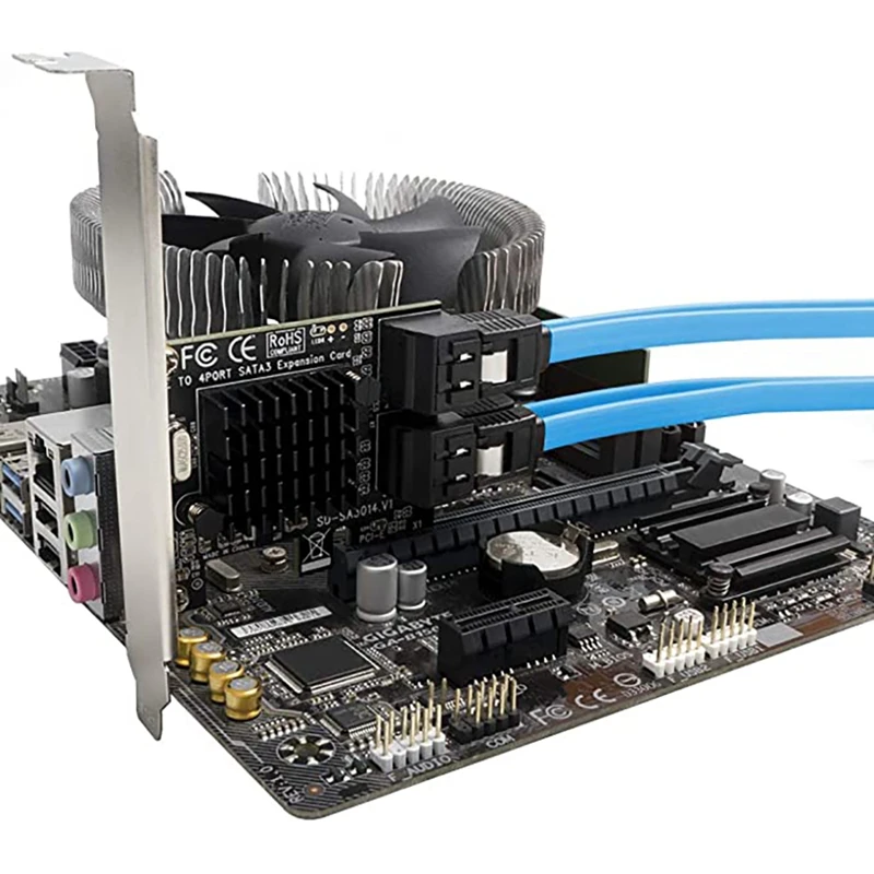 

New PCIe SATA Expansion Card PCI-E X1 to 4-Port SATA3.0 6G Desktop Adapter Card SATA3 Expansion Card with 4 SATA Cables