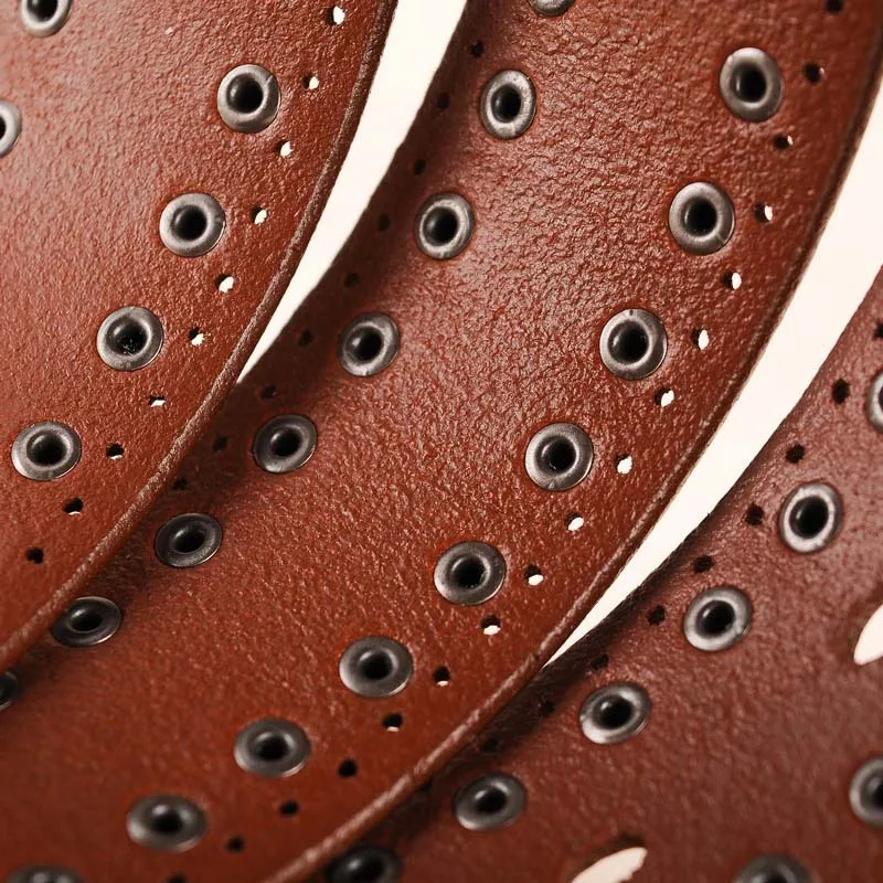 Европейские ремни из натуральной кожи с заклепками в стиле панк для женщин