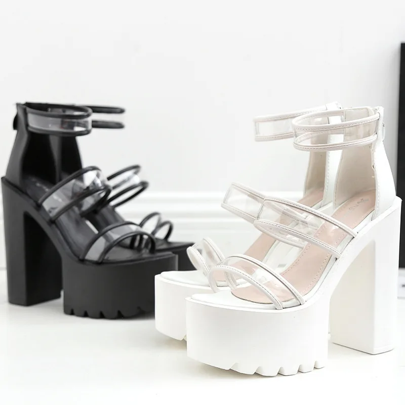 Женские леопардовые сандалии на платформе высоком квадратном каблуке JXQ 1333 28