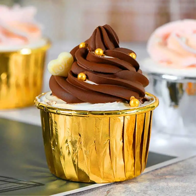 50 шт./компл. одноразовый поднос для торта из алюминиевой фольги круглый стаканчик