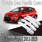 Стикеры для Toyota Prius C Aqua 2011  2019, Декоративные Хромированные накладки на дверную ручку, Аксессуары для автомобилей