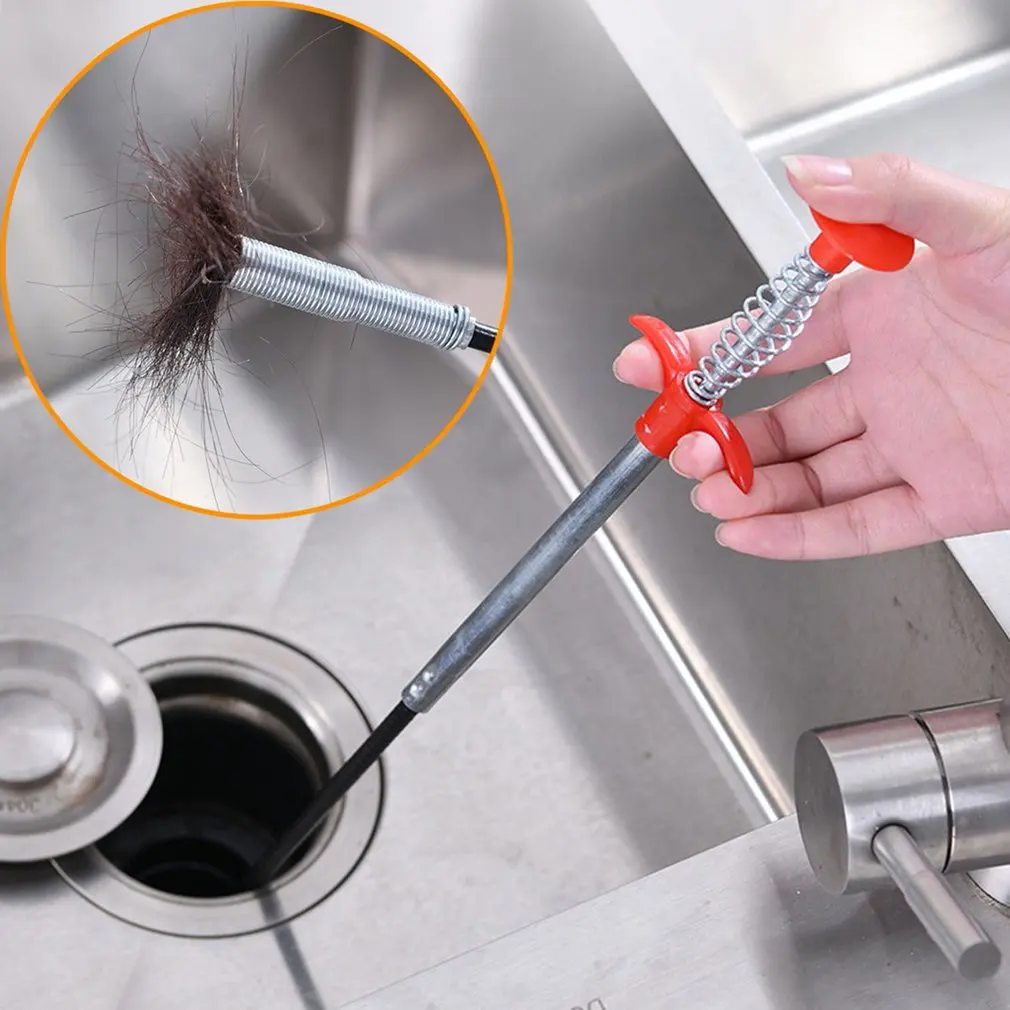 

60cm Drain Snake Drain Cleaner Sticks Clog Remover Cleaning Tools Spring Pipe Dredging Tools Sewer Cleaning Tools