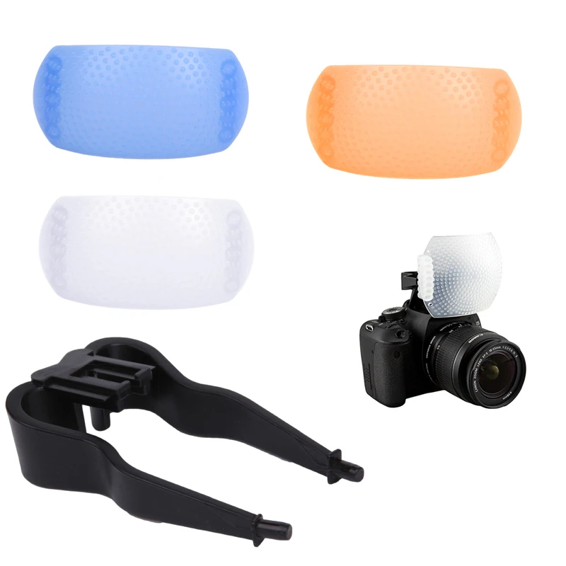 

2021 New 3 Color 3 in 1 Pop-Up Flash Diffuser Cover Kit Softbox for canon Pentax