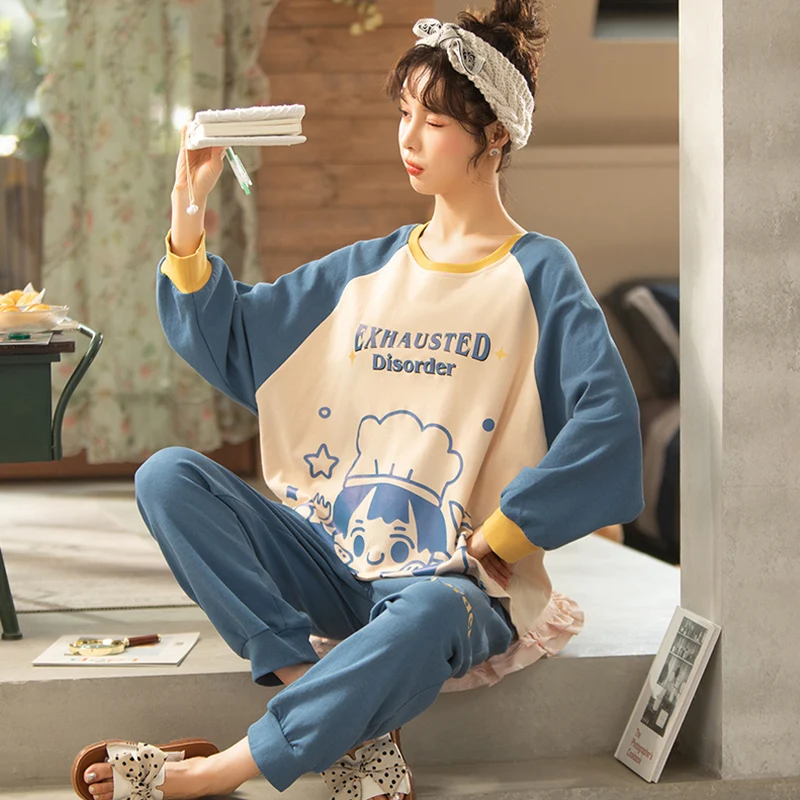 

Women Pajamas Set Summer Autumn Anime Kiki Delivery Service Long Sleeve Cute Sleepwear Casual Homewear Female Pyjamas Night suit