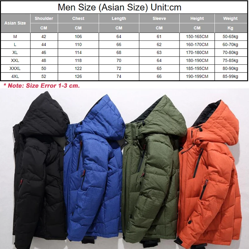 Thicken Duck Down Jacket Men Winter Warm Hooded Coats Outwear Parkas Casaco Masculino Brand Clothing Overcoat Many Pockets | Мужская