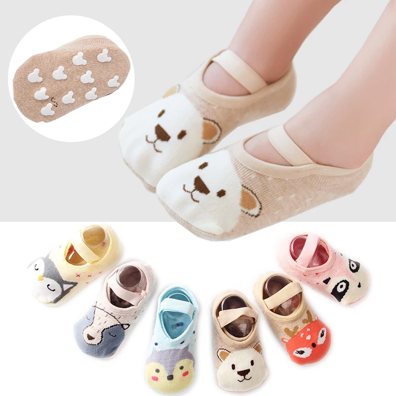 Хлопковые носки унисекс с рисунком детские Нескользящие короткие башмачки для