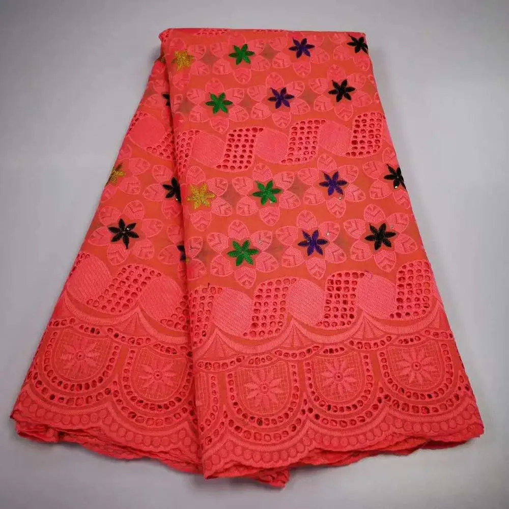 5 ярдов швейцарская кружевная хлопковая ткань с цветочной вышивкой со стразами