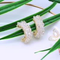 electroplated gold small earrings k9 crystal earrings new earrings hand wound crystal earrings