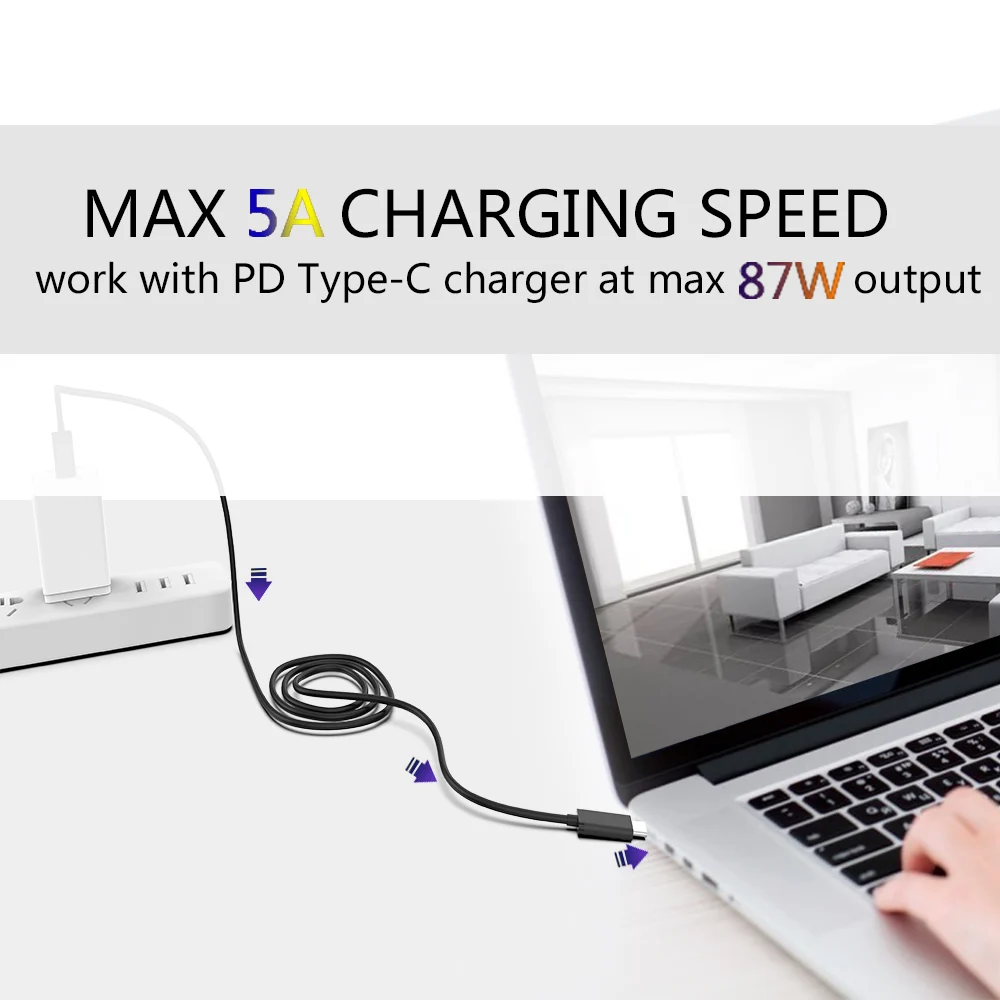 5A type c 87W USB PD QC 4,0 кабель type c to type c кабель usb для передачи данных 5 Гбит/с QC 3,0 Зарядка для huawei xiaomi phone notebook