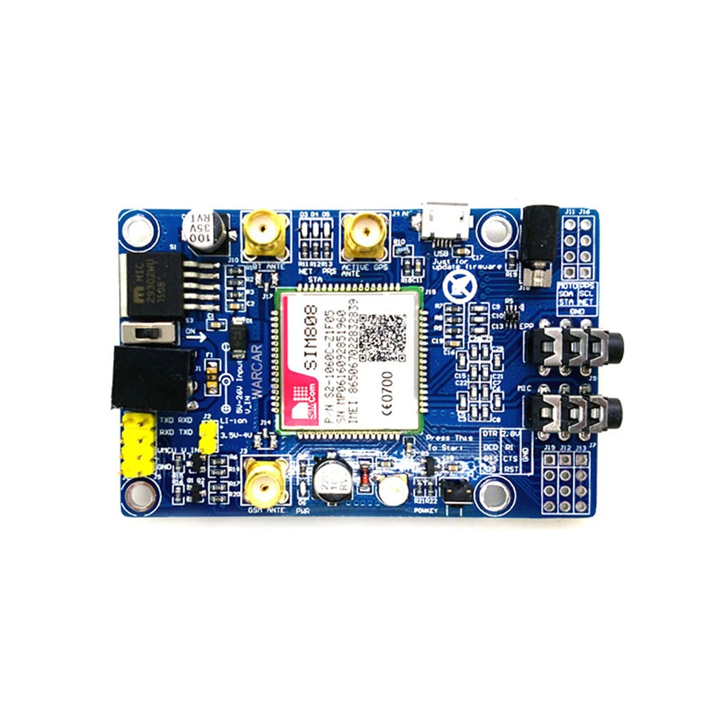SIM808 модуль GSM GPRS GPS макетная плата IPX SMA с антенной Raspberry Pi Поддержка 2G 3G 4G SIM-карта |